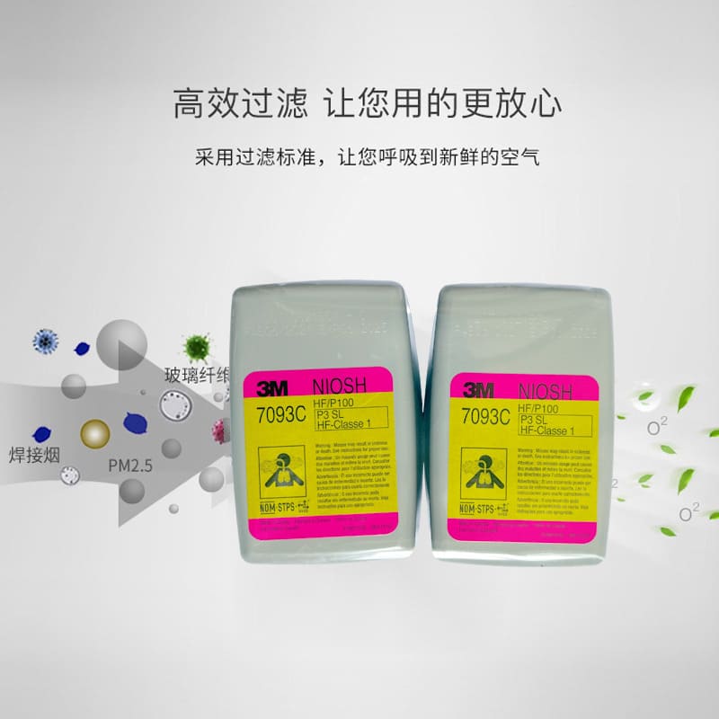 3M 7093C P100 高效滤尘盒 （过滤各类颗粒物、有机及酸性气体异味）